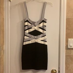 Black/White/Grey bodycon mini dress